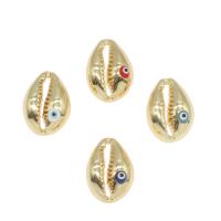 Zinc Alloy Evil Eye Beads, Shell, gold color plated, evil eye pattern & enamel 