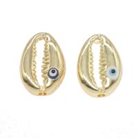 Zinc Alloy Evil Eye Beads, Shell, gold color plated, evil eye pattern & enamel Approx 1mm 