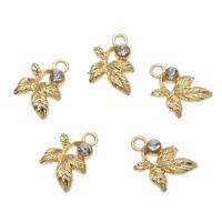 Zinc Alloy Leaf Pendants, gold color plated, with rhinestone Approx 1.5mm 