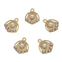 Zinc Alloy Rhinestone Pendants, with ABS Plastic Pearl, gold color plated, with rhinestone, white Approx 1mm 