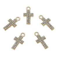 Цинкового сплава крест подвески, цинковый сплав, Kресты, плакирован золотом, со стразами отверстие:Приблизительно 2mm, продается PC