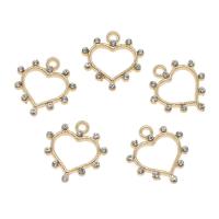 Zinc Alloy Heart Pendants, gold color plated, with rhinestone Approx 2mm 