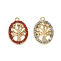Zinc Alloy Rhinestone Pendants, Tree, gold color plated, with rhinestone Approx 1.5mm 