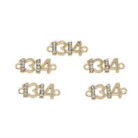 Rhinestone Zinc Alloy Connector, Number, gold color plated, with rhinestone & 1/1 loop Approx 1mm 
