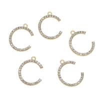 Zinc Alloy Alphabet Pendants, Letter C, gold color plated, with rhinestone Approx 1.5mm 