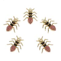 Colgantes Animales de Aleación de Zinc, Forma de hormiga, chapado en color dorado, con diamantes de imitación, 28x23x5mm, agujero:aproximado 1.5mm, Vendido por UD
