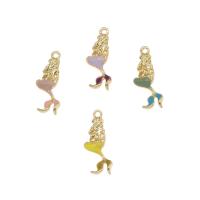Zinc Alloy Enamel Pendants, Mermaid, gold color plated Approx 1mm 