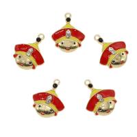 Zinc Alloy Enamel Pendants, Cartoon, gold color plated, with rhinestone Approx 1.5mm 