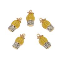 Zinc Alloy Enamel Pendants, Opuntia Stricta, gold color plated, with rhinestone Approx 1.5mm 