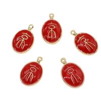 Zinc Alloy Enamel Pendants, gold color plated, red Approx 1mm 