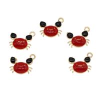 Zinc Alloy Animal Pendants, Crab, gold color plated, enamel, black and red Approx 2mm 