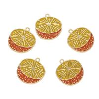 Zinc Alloy Fruit Shape Pendants, Orange, gold color plated, enamel Approx 1.5mm 