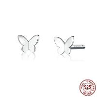 Sterling Silver Stud Earring, 925 Sterling Silver, Butterfly, platinum plated, fashion jewelry & hypo allergic & for woman 