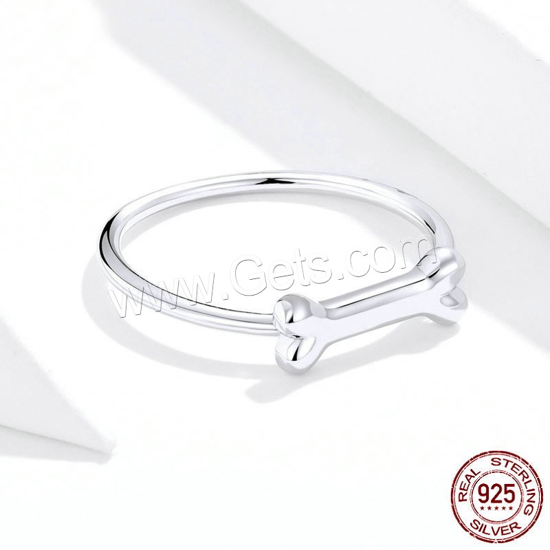 純銀製の指環, 925スターリングシルバー, 骨, プラチナメッキ, 異なるサイズの選択 & 女性用, 1mm, サイズ:6-8, 売り手 パソコン