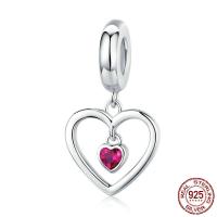 Sterling Silver Heart Pendants, 925 Sterling Silver, platinum plated, micro pave cubic zirconia & hollow Approx 2-5mm 