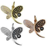 Brass Pendant, Butterfly, plated, fashion jewelry & evil eye pattern & micro pave cubic zirconia & enamel Approx 3mm 