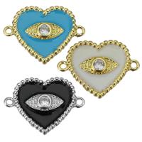 Cubic Zirconia Micro Pave Brass Connector, Heart, plated, fashion jewelry & micro pave cubic zirconia & enamel & 1/1 loop Approx 1.5mm 