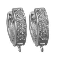 Brass Huggie Hoop Earring Finding, silver color plated, with loop & micro pave cubic zirconia Approx 1mm 