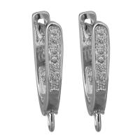 Brass Lever Back Earring Component, silver color plated, with loop & micro pave cubic zirconia Approx 2mm 