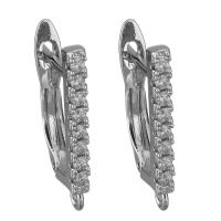 Brass Lever Back Earring Component, silver color plated, with loop & with cubic zirconia Approx 1.5mm 