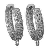 Brass Huggie Hoop Earring Finding, silver color plated, with loop & micro pave cubic zirconia Approx 1.5mm 