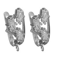 Brass Lever Back Earring Component, silver color plated, with loop & with cubic zirconia Approx 1.5mm 