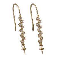 Brass Earring Drop Component, rose gold color plated, micro pave cubic zirconia 0.9mm,0.8mm 