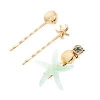 Hair Slide, Zinc Alloy, with Resin & Plastic Pearl, three pieces & fashion jewelry & for woman 