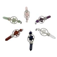 Gemstone Brass Pendants, with Brass, platinum color plated Approx 2mm 