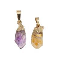 Gemstone Brass Pendants, with Brass, gold color plated Approx 2mm 