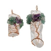 Clear Quartz Pendant, with Green Aventurine & Amethyst & Brass, rose gold color plated, random style, 57*31*31mm-82*31*31mm Approx 5mm 