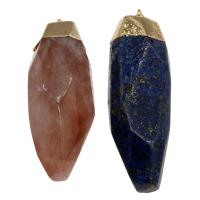 Подвески из натуральных камни и латуни, Полудрагоценный камень, с Латунь, плакирован золотом, различные материалы для выбора & граненый отверстие:Приблизительно 2mm, продается PC