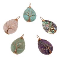 Gemstone Brass Pendants, with Brass, plated Approx 5mm 