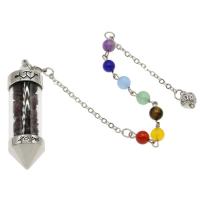 Gemstone Brass Pendants, with Brass, platinum color plated & oval chain Approx 2mm 