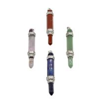 Gemstone Brass Pendants, with Brass, platinum color plated Approx 2mm 