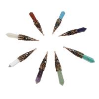 Подвески из натуральных камни и латуни, Полудрагоценный камень, с Латунь, плакированный цветом под старую медь, различные материалы для выбора отверстие:Приблизительно 3mm, продается PC