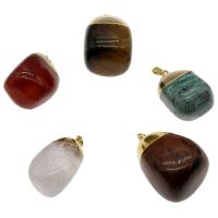 Gemstone Brass Pendants, with Brass, gold color plated, random style, 39*23*19mm-40*23*23mm Approx 2mm 