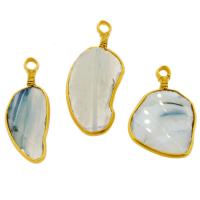 Lace Agate Pendants, with Brass, gold color plated, 62*25*10mm-73*32*10mm Approx 6mm 