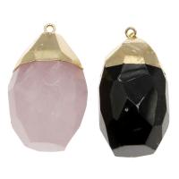Gemstone Brass Pendants, with Brass, gold color plated & faceted Approx 2mm 
