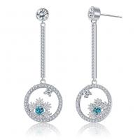 Brass Drop Earring, platinum plated, Christmas Design & micro pave cubic zirconia & for woman & hollow 