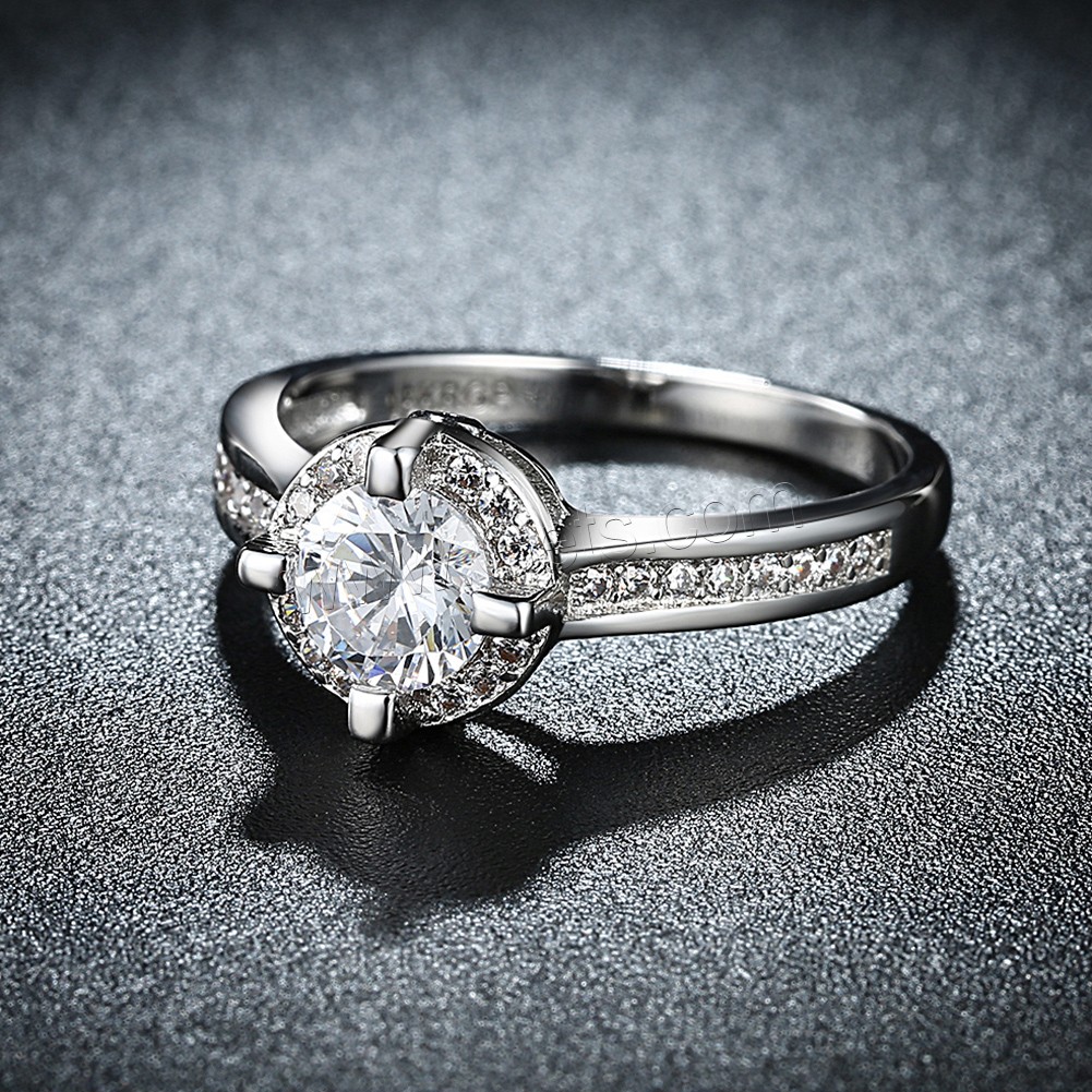 Zirkonia Messing Finger Ring, platiniert, verschiedene Größen vorhanden & für Frau & mit kubischem Zirkonia, 9mm, Größe:6-9, verkauft von PC