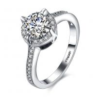 Cubic Zircon Brass Finger Ring, platinum plated & for woman & with cubic zirconia, 9mm, US Ring 