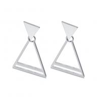 Brass Drop Earring, Triangle, silver color plated, for woman & hollow 