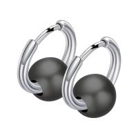 Stainless Steel Huggie Hoop Earring, with Porcelain, Korean style & for woman 15mm 