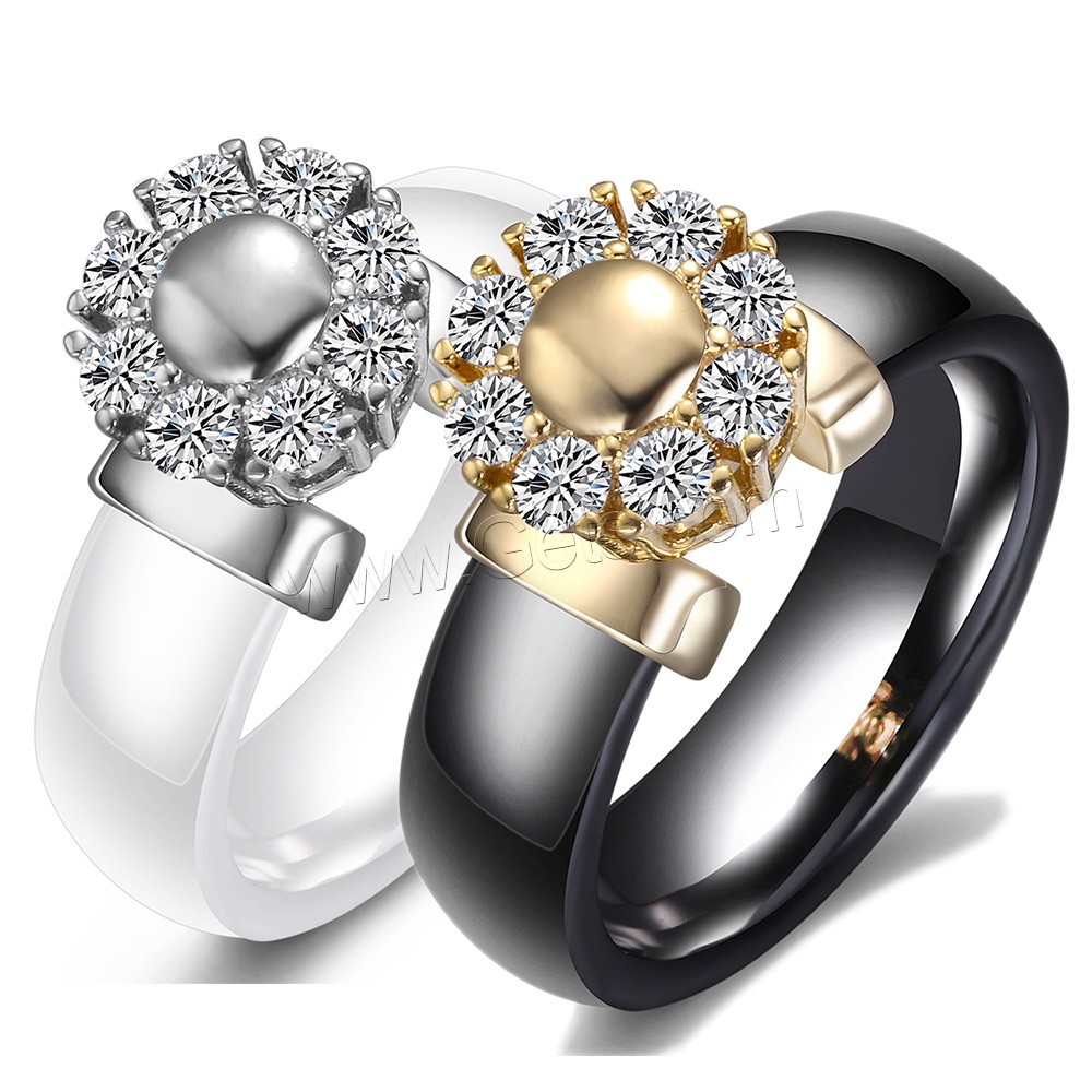 Porcelana anillo, diverso tamaño para la opción & para mujer & con diamantes de imitación, más colores para la opción, 6mm, Vendido por UD