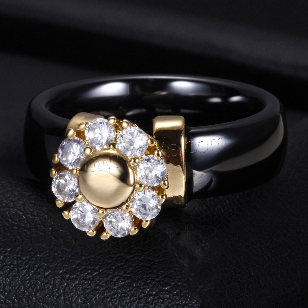 Porcelain Finger Ring, different size for choice & for woman & with rhinestone, more colors for choice, 6mm, Sold By PC