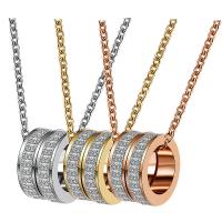 Stainless Steel Jewelry Necklace, with 5cm extender chain, oval chain & for woman & with rhinestone Approx 15.75 Inch 