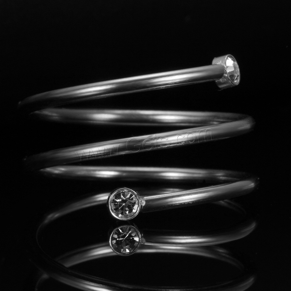 Partículas de acero Anillo de dedo Cuff, chapado, diverso tamaño para la opción & para mujer & con diamantes de imitación, más colores para la opción, 15mm, Vendido por UD