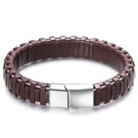 PU Leather Bracelet, with Stainless Steel, fashion jewelry & for man Approx 8.27 Inch 