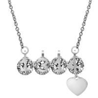 Stainless Steel Jewelry Necklace, with 5cm extender chain, oval chain & for woman & with rhinestone  Approx 17.72 Inch 